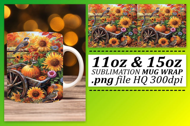 Sublimation Wrap: Watercolor Autumn Landscape Mug 11oz/15oz Sublimation afrosvg 