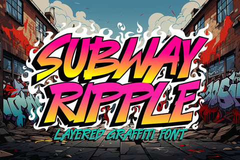 Subway Ripple - A thin Layered Graffiti Font Font Mozzatype 