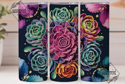 Succulent Bloom 20oz Tumbler Wrap Sublimation sassyprint 