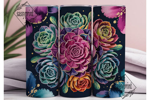 Succulent Bloom 20oz Tumbler Wrap Sublimation sassyprint 