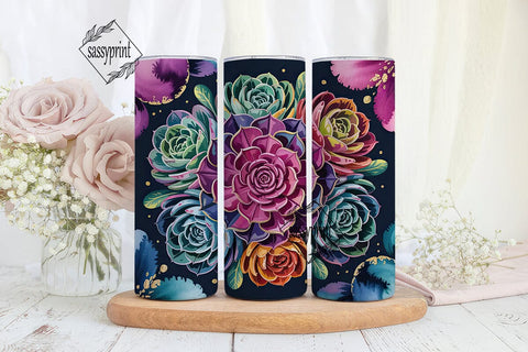 Succulent Bloom 20oz Tumbler Wrap Sublimation sassyprint 