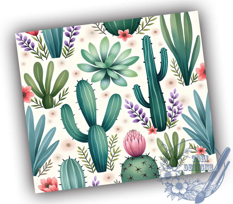 Succulent Cactus 20oz Tumbler, Succulent Design, Seamless Tumbler Wrap, 20oz Sublimation, Plant Lover Gift, Custom Tumbler, Floral Drinkware Sublimation ToriDesigns 