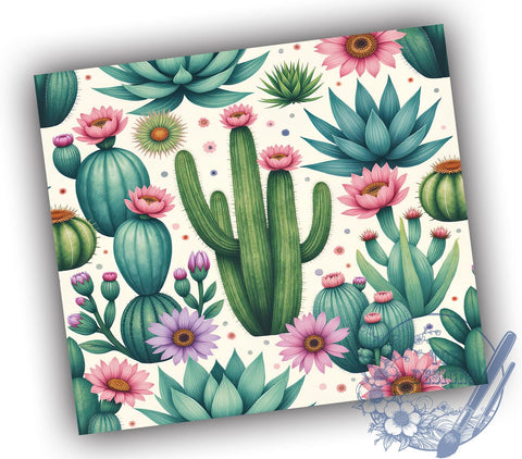 Succulent Cactus 20oz Tumbler, Succulent Design, Seamless Tumbler Wrap, 20oz Sublimation, Plant Lover Gift, Custom Tumbler, Floral Drinkware Sublimation ToriDesigns 