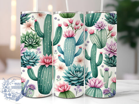 Succulent Cactus 20oz Tumbler, Succulent Design, Seamless Tumbler Wrap, 20oz Sublimation, Plant Lover Gift, Custom Tumbler, Floral Drinkware Sublimation ToriDesigns 
