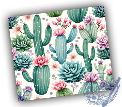 Succulent Cactus 20oz Tumbler, Succulent Design, Seamless Tumbler Wrap, 20oz Sublimation, Plant Lover Gift, Custom Tumbler, Floral Drinkware Sublimation ToriDesigns 