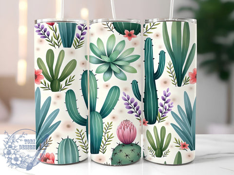 Succulent Cactus 20oz Tumbler, Succulent Design, Seamless Tumbler Wrap, 20oz Sublimation, Plant Lover Gift, Custom Tumbler, Floral Drinkware Sublimation ToriDesigns 