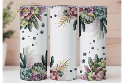 Succulent Cactus Floral Tumbler Wrap Sublimation PixelChick 