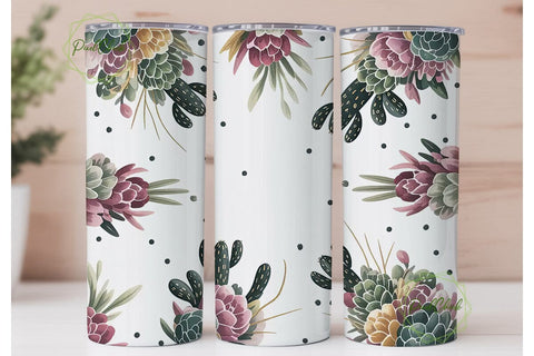 Succulent Cactus Floral Tumbler Wrap Sublimation PixelChick 