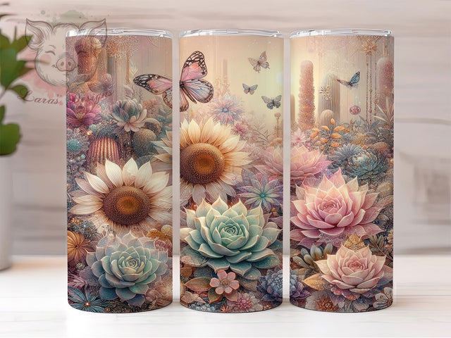 Succulent Cactus Glitter Plant Tumbler, Cactus Tumbler Design, Glitter Tumbler Sublimation, 20oz Tumbler Wrap, Plant Lover Tumbler, Floral Tumbler Design, Digital Tumbler Wrap Sublimation Lara' s Designs 