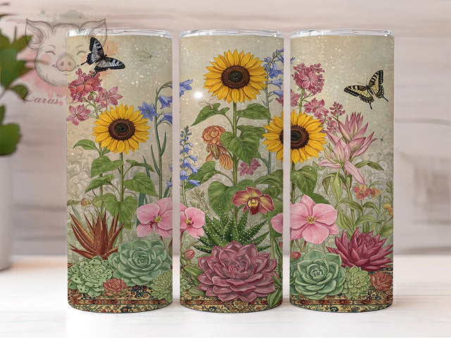 Succulent Cactus Glitter Plant Tumbler, Cactus Tumbler Design, Glitter Tumbler Sublimation, 20oz Tumbler Wrap, Plant Lover Tumbler, Floral Tumbler Design, Digital Tumbler Wrap Sublimation Lara' s Designs 