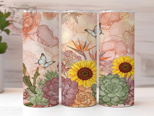 Succulent Cactus Glitter Plant Tumbler, Cactus Tumbler Design, Glitter Tumbler Sublimation, 20oz Tumbler Wrap, Plant Lover Tumbler, Floral Tumbler Design, Digital Tumbler Wrap Sublimation Lara' s Designs 