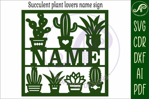 Succulent, Cactus lovers theme named wall sign or card SVG APInspireddesigns 