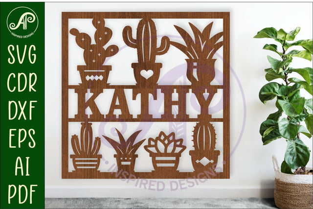 Succulent, Cactus lovers theme named wall sign or card SVG APInspireddesigns 