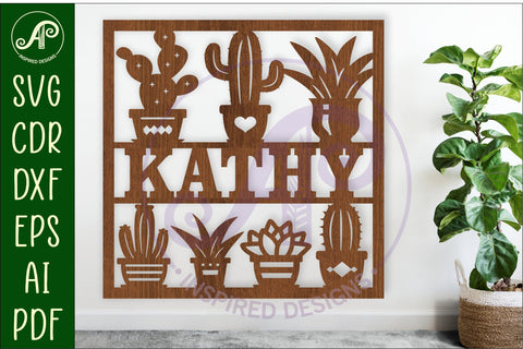 Succulent, Cactus lovers theme named wall sign or card SVG APInspireddesigns 
