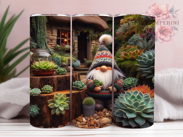 Succulent Forest Gnome Tumbler, Forest Home Scene, Gnome Tumbler, 20Oz Wrap Design, Woodland Sublimation, Succulent Art, Forest Gnome Design Sublimation Li Zamperini 