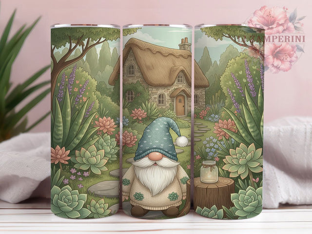 Succulent Forest Gnome Tumbler, Forest Home Scene, Gnome Tumbler, 20Oz Wrap Design, Woodland Sublimation, Succulent Art, Forest Gnome Design Sublimation Li Zamperini 