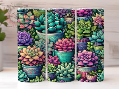 Succulent Garden 20oz Tumbler Png, Straight & Tapered Tumbler Png, Mothers Day Tumbler Png, Digital Download PNG Sublimation Lara' s Designs 
