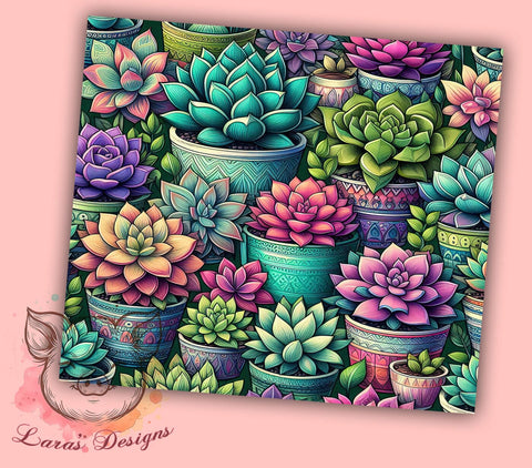 Succulent Garden 20oz Tumbler Png, Straight & Tapered Tumbler Png, Mothers Day Tumbler Png, Digital Download PNG Sublimation Lara' s Designs 