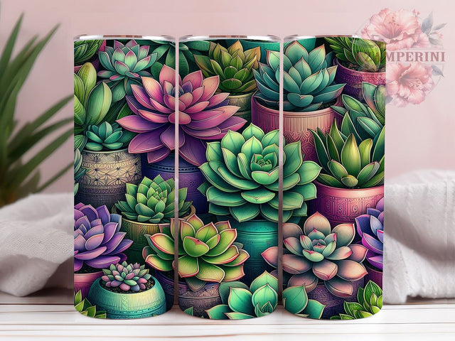 Succulent Garden 20oz Tumbler Wrap PNG, Mothers Day Tumbler Png, Straight & Tapered Tumbler Wrap, Instant Digital Download Sublimation Li Zamperini 