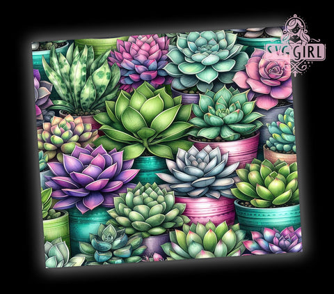 Succulent Garden 20oz Tumbler Wrap Sublimation Design, Straight Tapered Tumbler Wrap, Mothers Day Tumbler Png, Instant Digital Download Sublimation SvggirlplusArt 