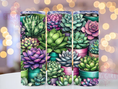 Succulent Garden 20oz Tumbler Wrap Sublimation Design, Straight Tapered Tumbler Wrap, Mothers Day Tumbler Png, Instant Digital Download Sublimation SvggirlplusArt 