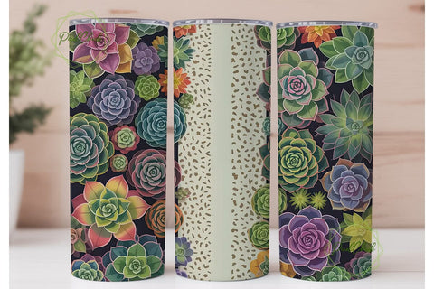 Succulent Garden 20oz Tumbler Wrap Sublimation PixelChick 