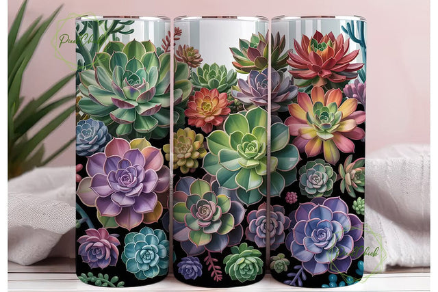 Succulent Garden 20oz Tumbler Wrap Sublimation PixelChick 