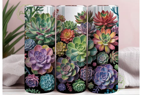 Succulent Garden 20oz Tumbler Wrap Sublimation PixelChick 