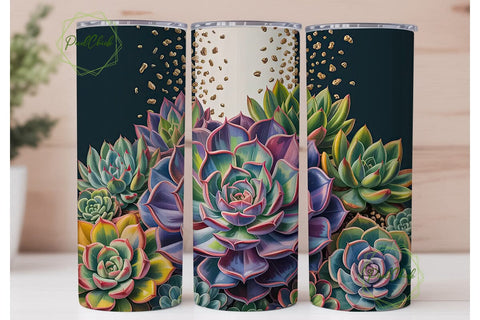 Succulent Garden 20oz Tumbler Wrap Sublimation PixelChick 