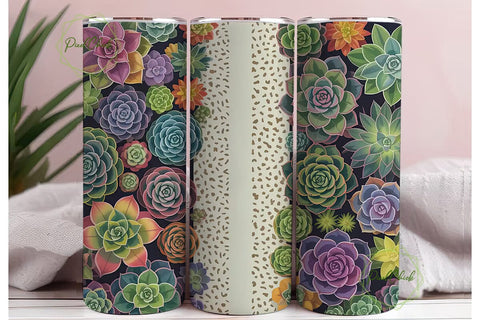 Succulent Garden 20oz Tumbler Wrap Sublimation PixelChick 
