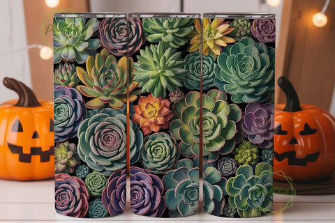 Succulent Garden 20oz Tumbler Wrap Sublimation PixelChick 