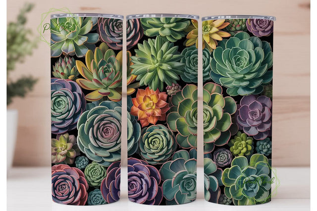 Succulent Garden 20oz Tumbler Wrap Sublimation PixelChick 