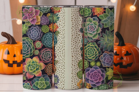 Succulent Garden 20oz Tumbler Wrap Sublimation PixelChick 