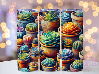 Succulent Garden Tumbler Wrap, Succulent Tumbler, Garden Design, 20oz Wrap, Sublimation Design, Plant Lover Gift, Floral Drinkware, Greenery Cup Sublimation SvggirlplusArt 