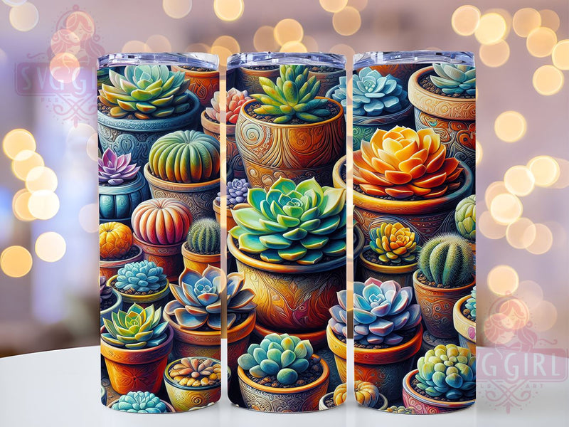 Succulent Garden Tumbler Wrap, Succulent Tumbler, Garden Design, 20oz Wrap, Sublimation Design, Plant Lover Gift, Floral Drinkware, Greenery Cup Sublimation SvggirlplusArt 