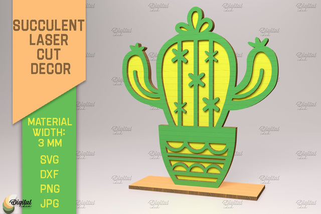Succulent Laser Cut. 3D Layered Cactus Stand SVG SVG Evgenyia Guschina 