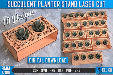 Succulent Planter Stand Bundle | Garden Design | Home Decor | Flower Holder | CNC File SVG Fly Design 
