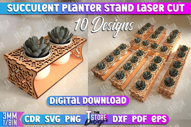 Succulent Planter Stand Bundle | Garden Design | Home Decor | Flower Holder | CNC Files SVG The T Store Design 
