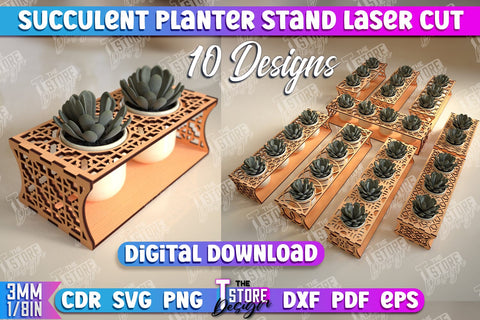 Succulent Planter Stand Bundle | Garden Design | Home Decor | Flower Holder | CNC Files SVG The T Store Design 