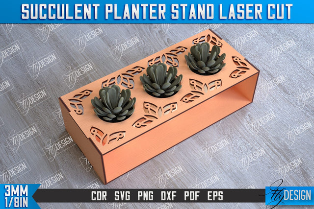 Succulent Planter Stand | Garden Design | Home Decor | Flower Holder | CNC File SVG Fly Design 