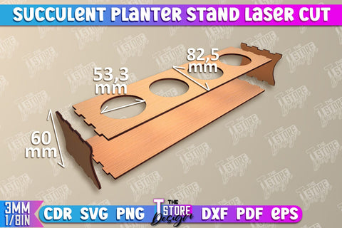 Succulent Planter Stand | Garden Design | Home Decor | Flower Holder | CNC File SVG The T Store Design 