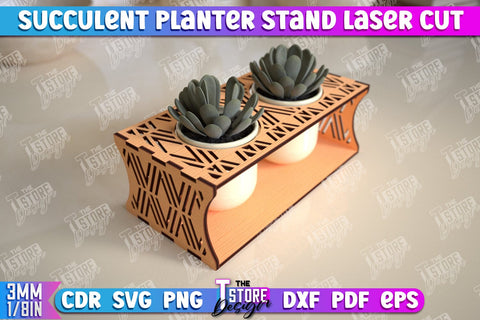 Succulent Planter Stand | Garden Design | Home Decor | Flower Holder | CNC File SVG The T Store Design 