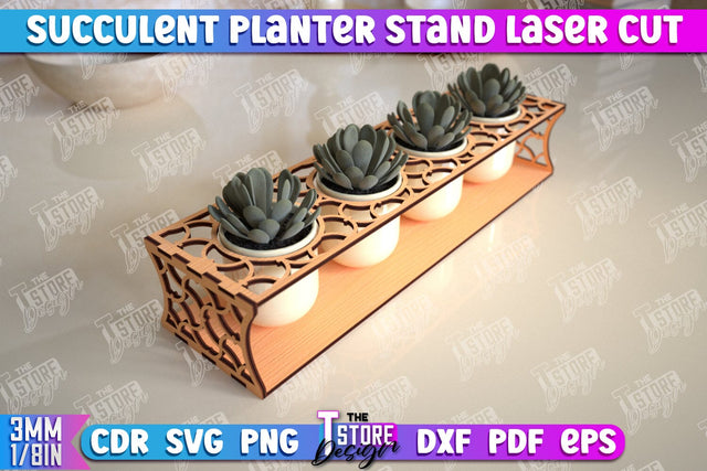 Succulent Planter Stand | Garden Design | Home Decor | Flower Holder | CNC File SVG The T Store Design 