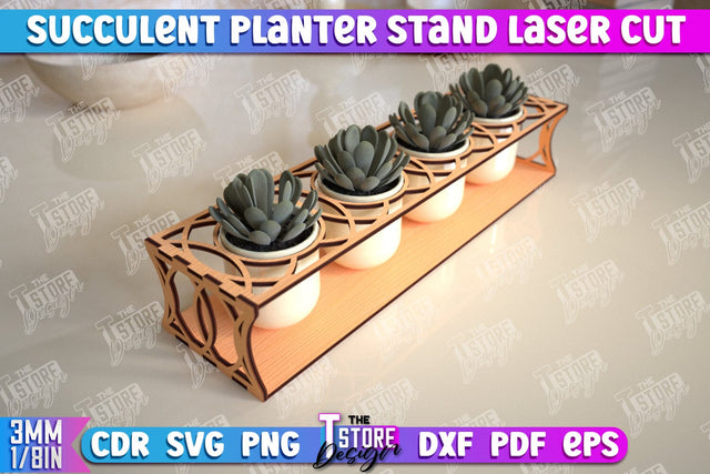 Succulent Planter Stand | Garden Design | Home Decor | Flower Holder | CNC File SVG The T Store Design 