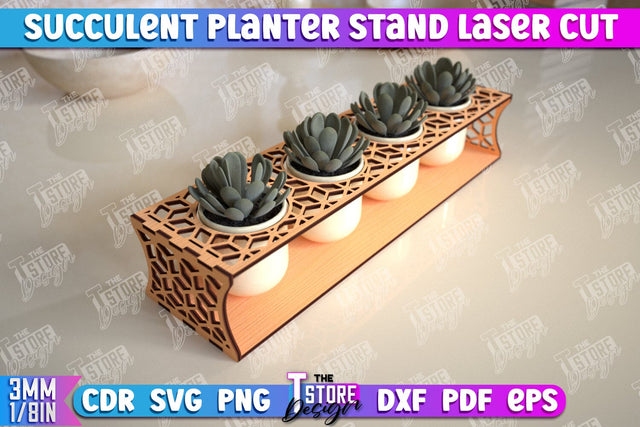 Succulent Planter Stand | Garden Design | Home Decor | Flower Holder | CNC File SVG The T Store Design 