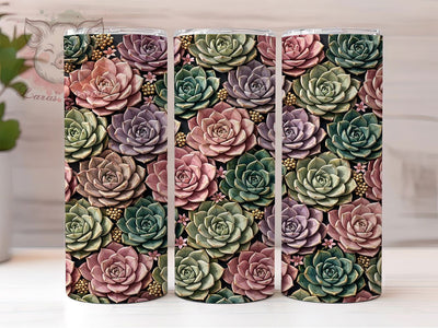 Succulent Rosette 20oz Tumbler, Desert Bloom, Green Geometry, Layered Nature, Botanical Chic, Textured Foliage, Modern Garden, Sublimation Wrap Sublimation Lara' s Designs 