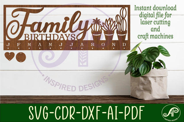 Succulents Calendar set SVG laser cut file SVG APInspireddesigns 