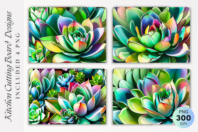 Succulents Glass Cutting Board PNG Design Sublimation Regulrcrative 