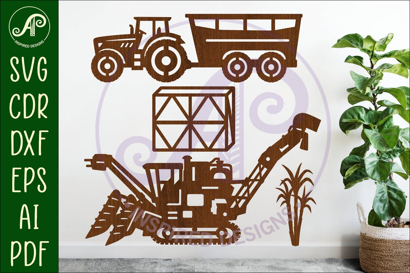 Sugar cane Harvesting vehicle laser cut outs SVG file SVG APInspireddesigns 