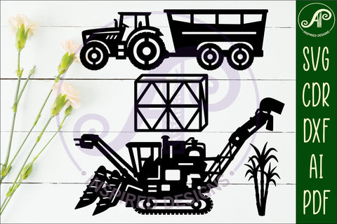 Sugar cane Harvesting vehicle laser cut outs SVG file SVG APInspireddesigns 